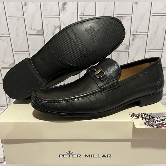 New Peter Millar Crown Leather Bit Loafer Black Slip On Mens 11.5 - 13.5 MEOF51 main image 3